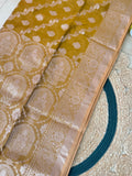 Deshi Dark Gold Half Silk Zari Saree - folded view 1