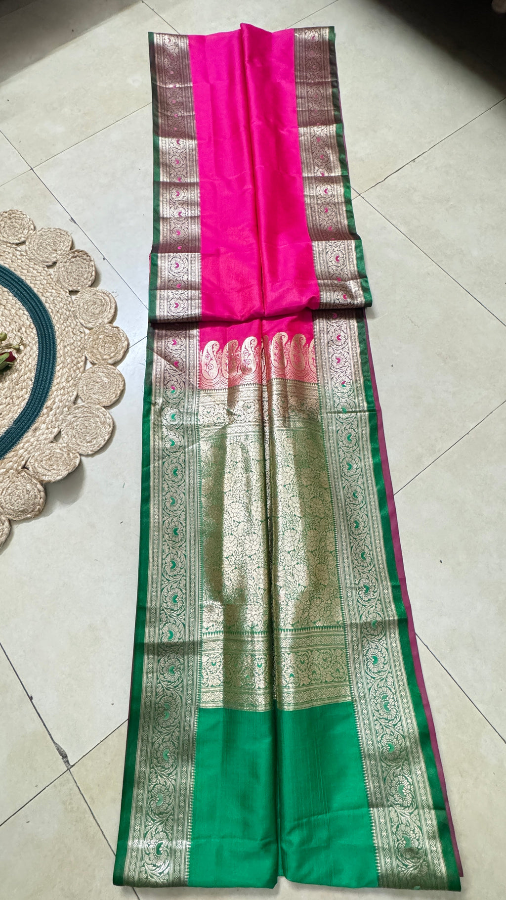 Indian Katan Silk Saree – draped pallu close-up