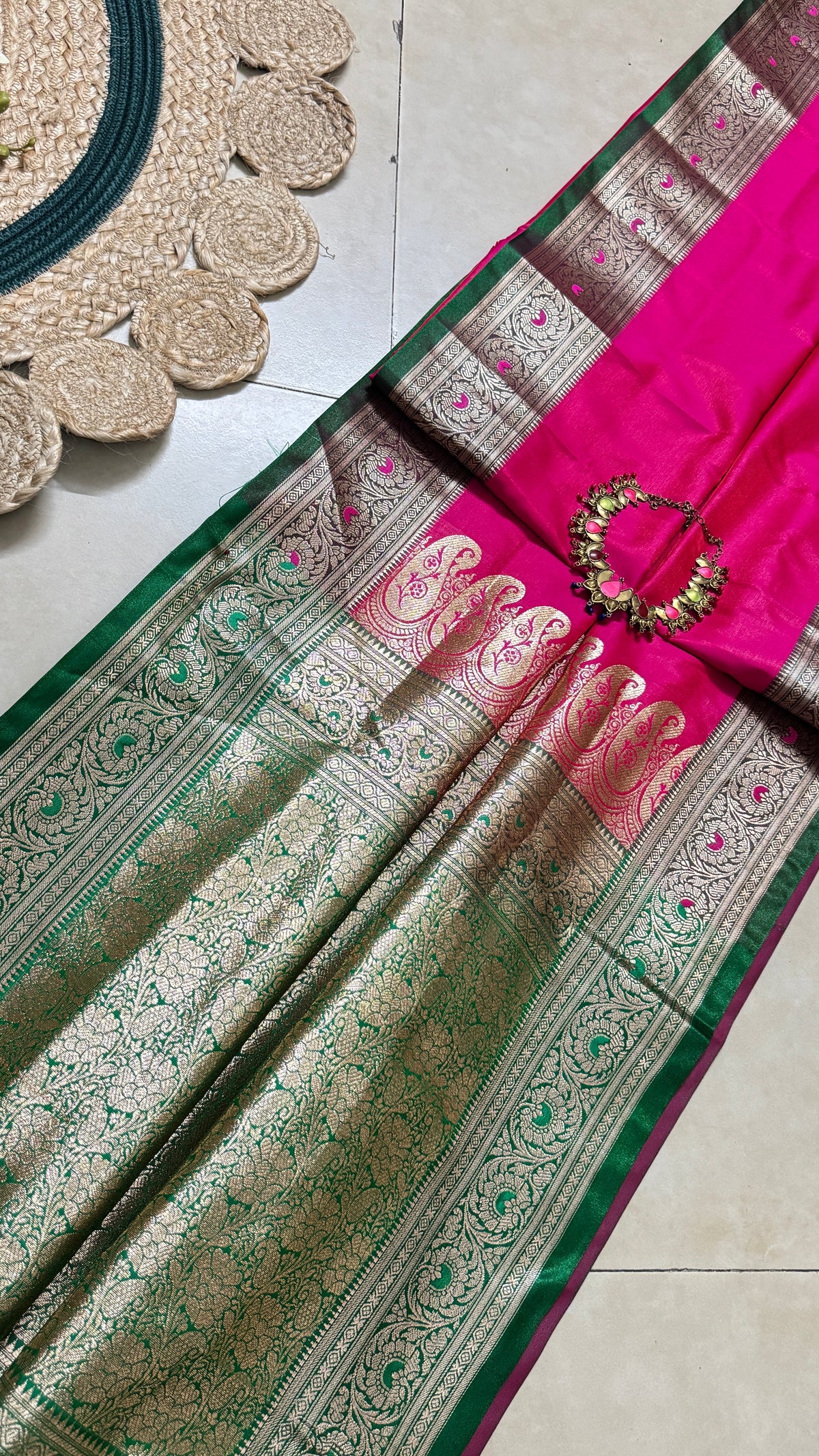 Indian Katan Silk Saree – full saree overview